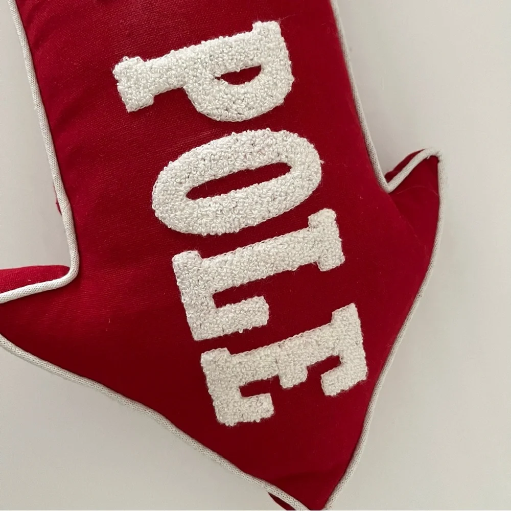 North Pole Arrow Decorative Pillow – Red & White Holiday Accent Christmas pillow